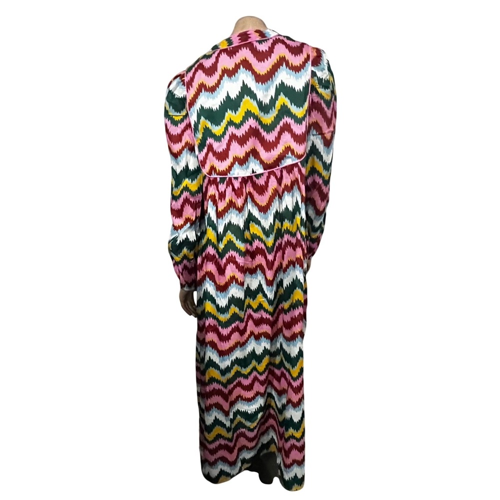 Boden Chevron Zigzag Maxi Dress Pink Green Yellow Tassel Tie US 8R NEW - Picture 8 of 13